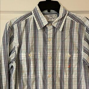 Nautica Men's Plaid Shirt - Blue, White, and Red